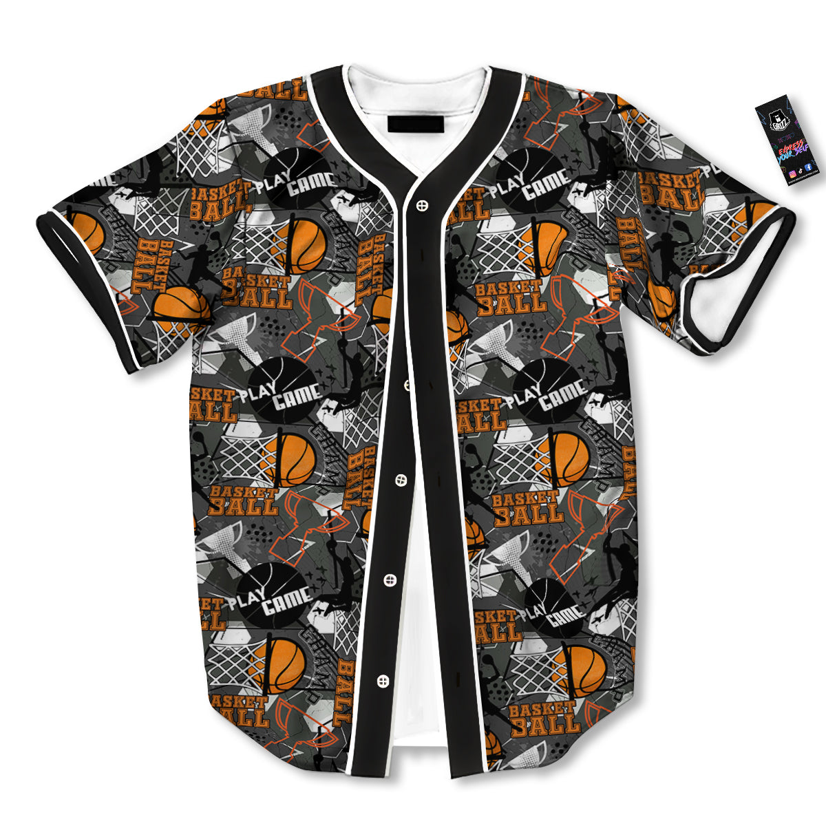 Theme Basketball Print Pattern Baseball Jersey-grizzshop