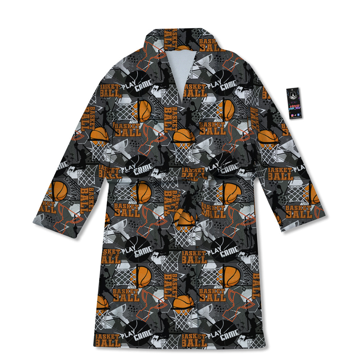 Theme Basketball Print Pattern Bathrobe-grizzshop