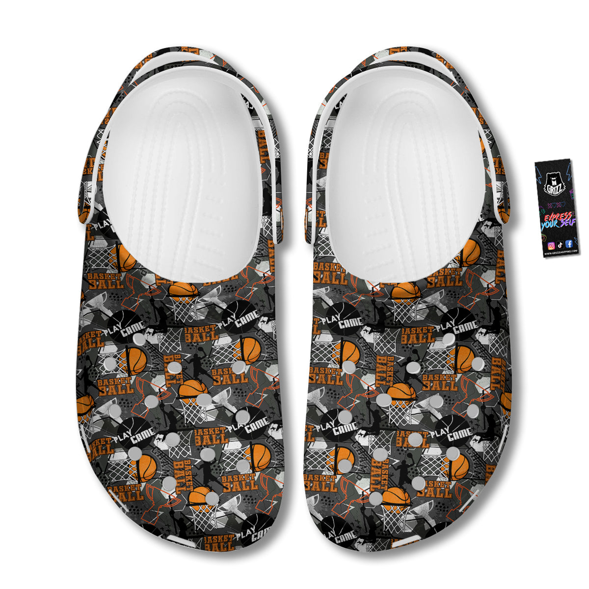Theme Basketball Print Pattern Clog-grizzshop