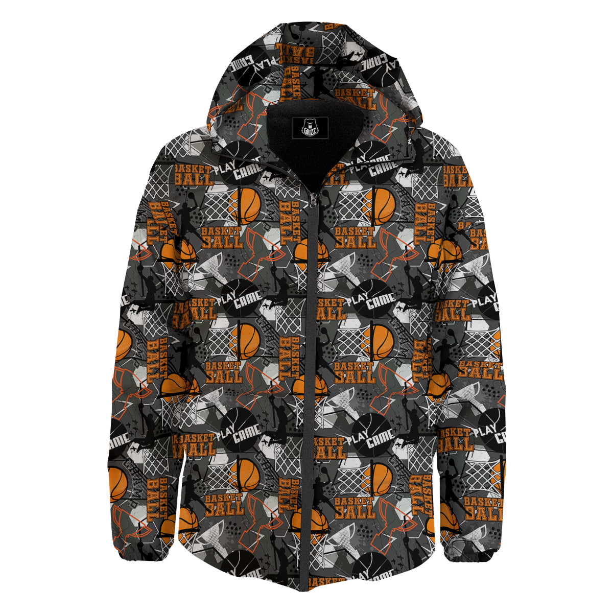 Theme Basketball Print Pattern Down Jacket-grizzshop