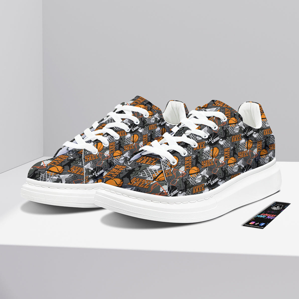Theme Basketball Print Pattern Platform Shoes-grizzshop