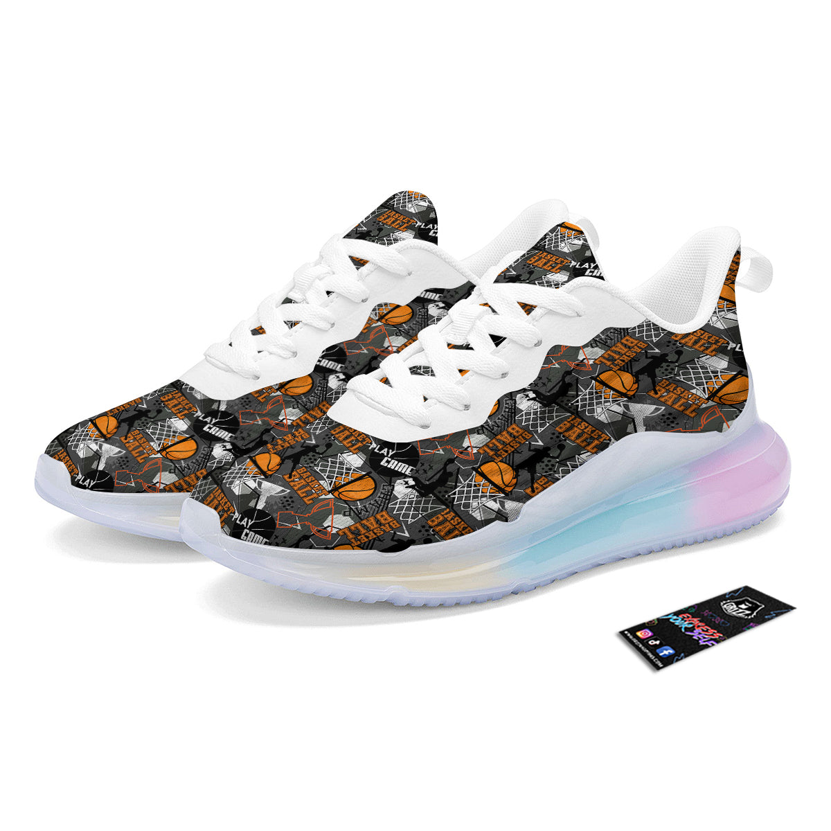 Theme Basketball Print Pattern Running Sneakers-grizzshop