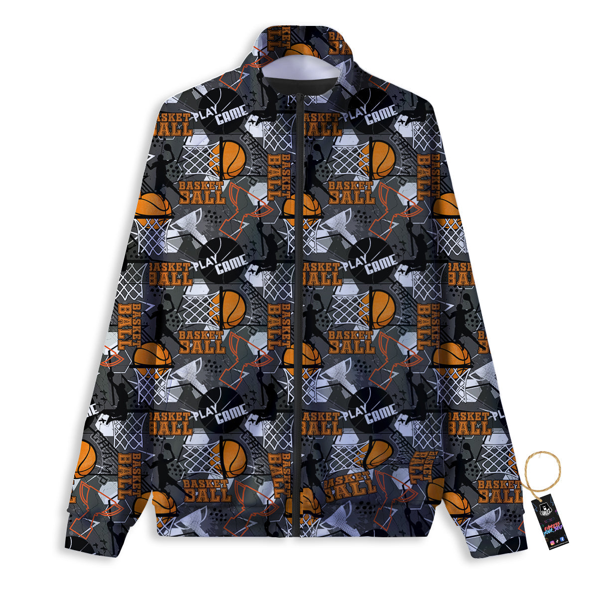 Theme Basketball Print Pattern Track Jacket-grizzshop