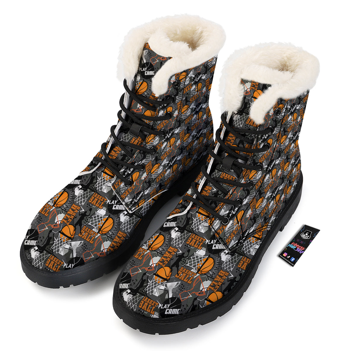 Theme Basketball Print Pattern Winter Boots-grizzshop