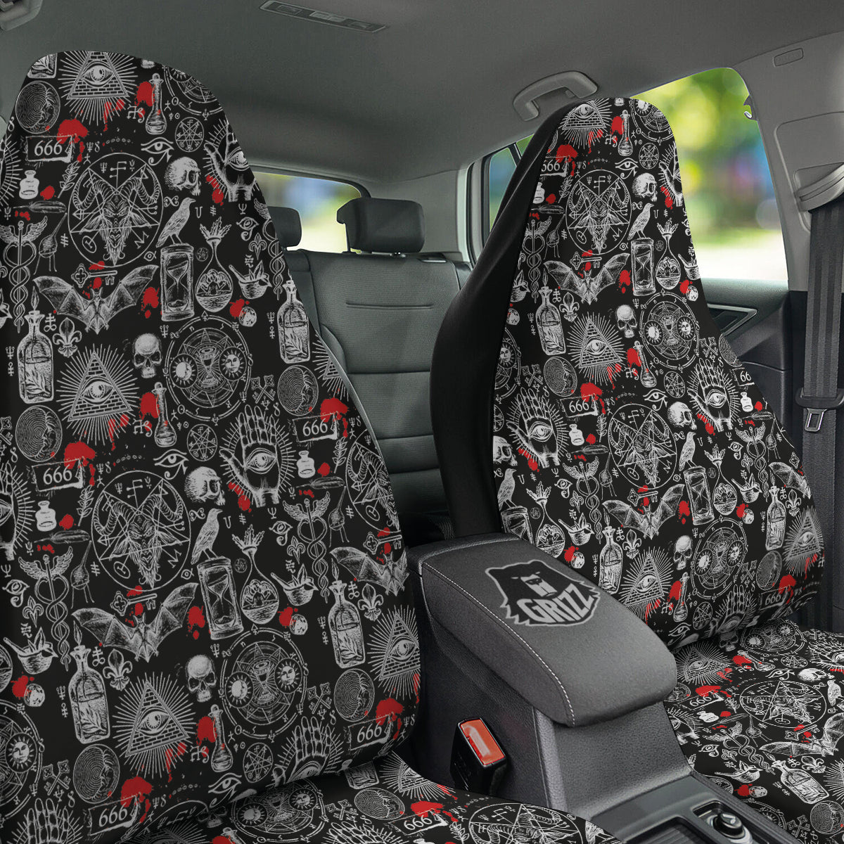 Theme Of Satanism Print Pattern Car Seat Covers-grizzshop