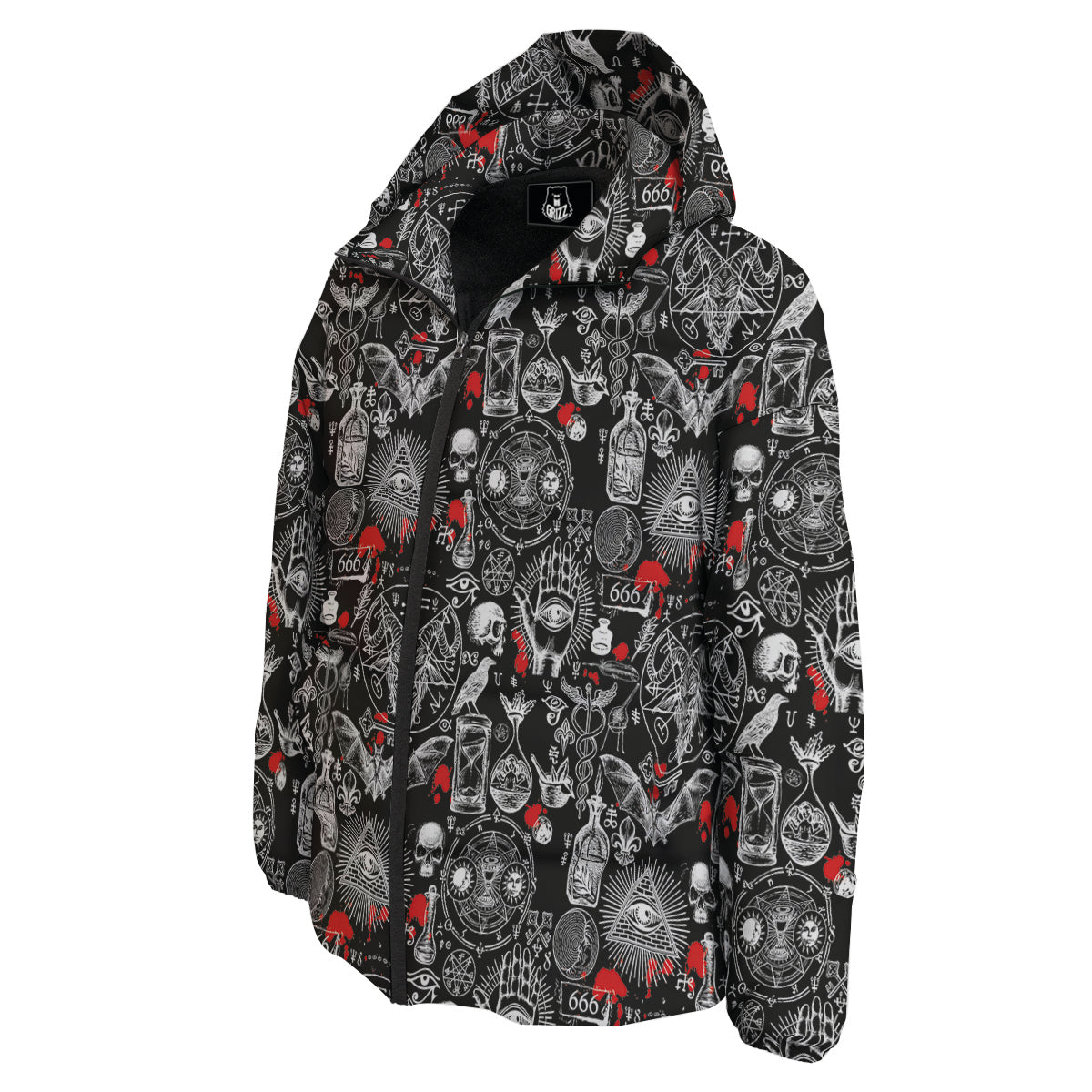 Theme Of Satanism Print Pattern Down Jacket-grizzshop