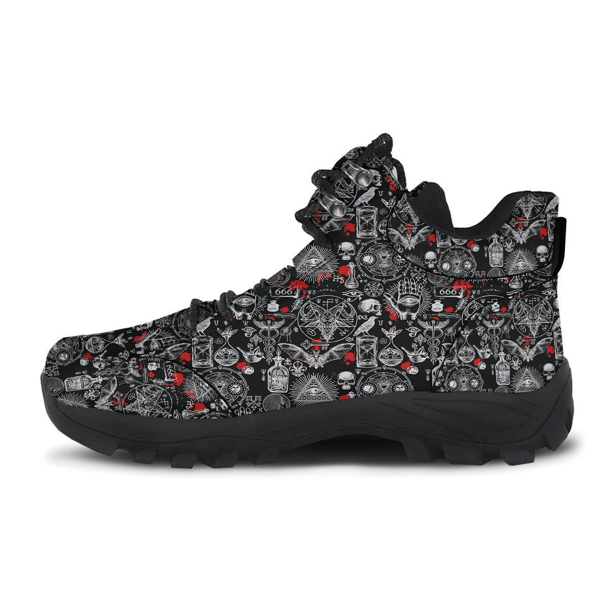 Theme Of Satanism Print Pattern Hiking Shoes-grizzshop