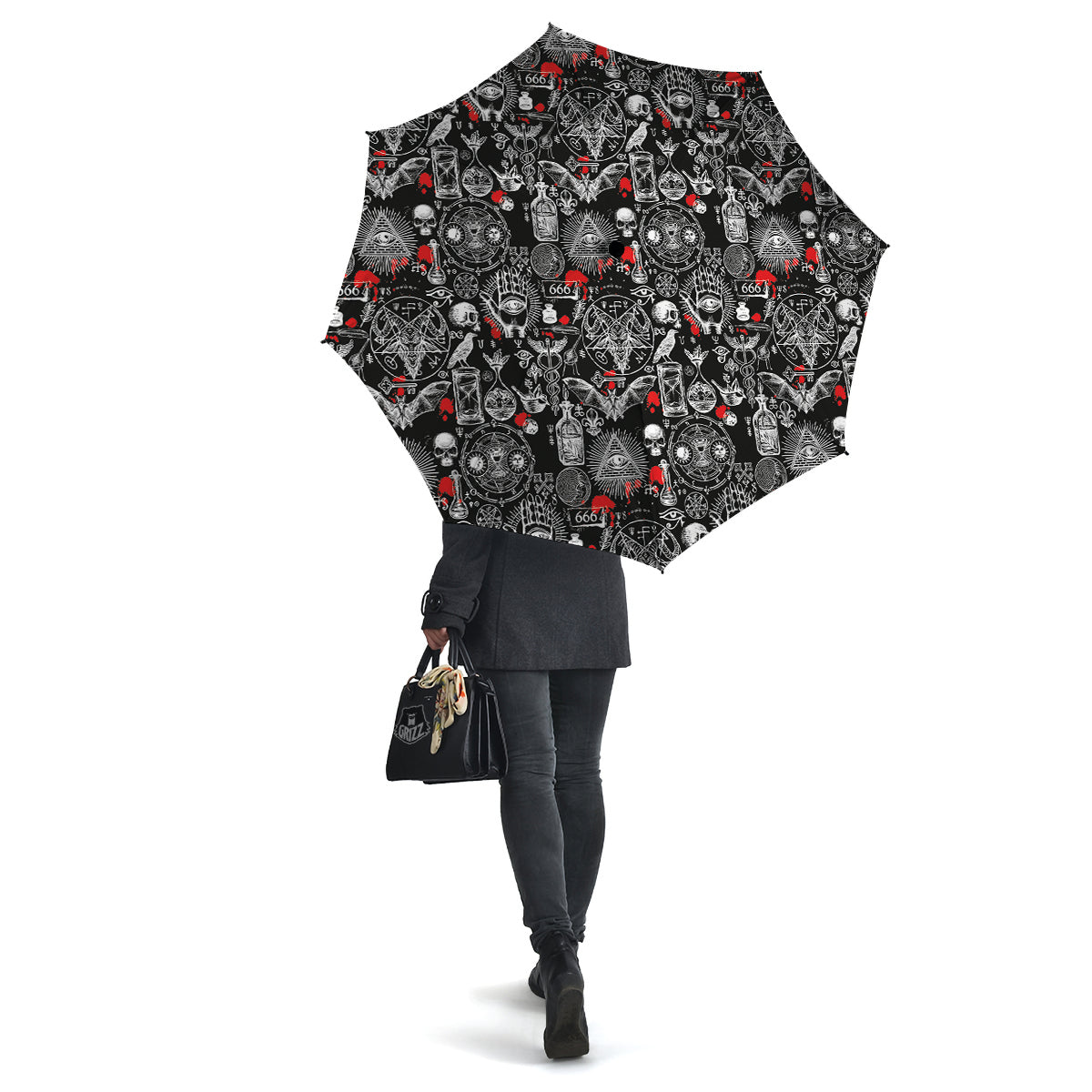 Theme Of Satanism Print Pattern Umbrella-grizzshop