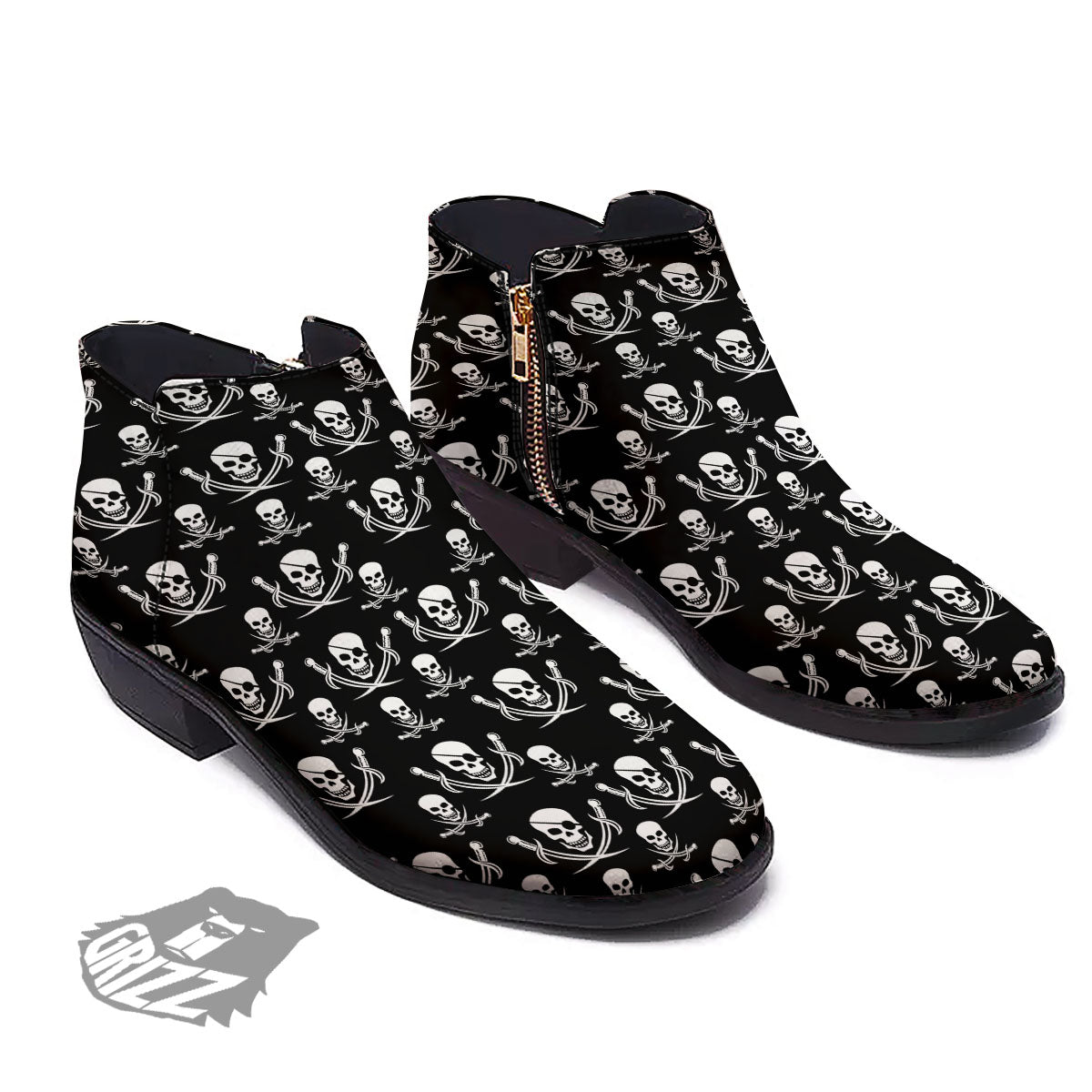 Theme Pirate Print Pattern Ankle Boots-grizzshop