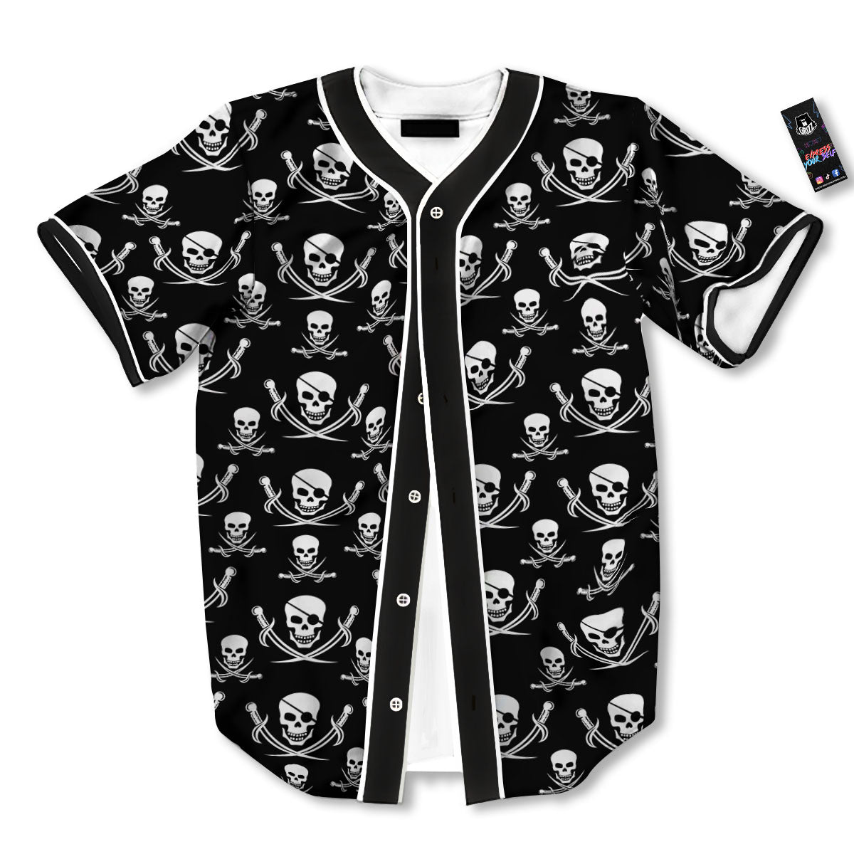 Theme Pirate Print Pattern Baseball Jersey-grizzshop