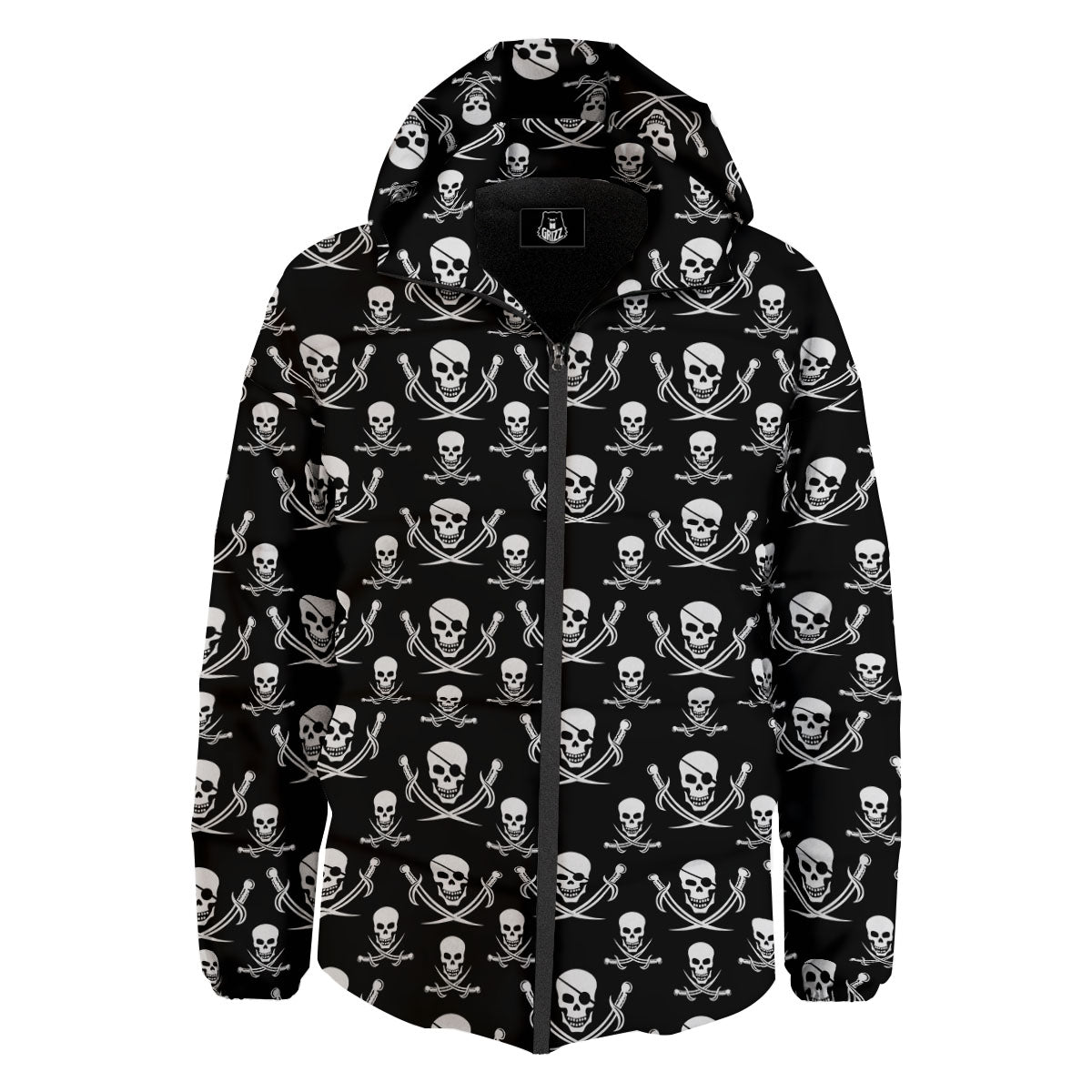 Theme Pirate Print Pattern Down Jacket-grizzshop