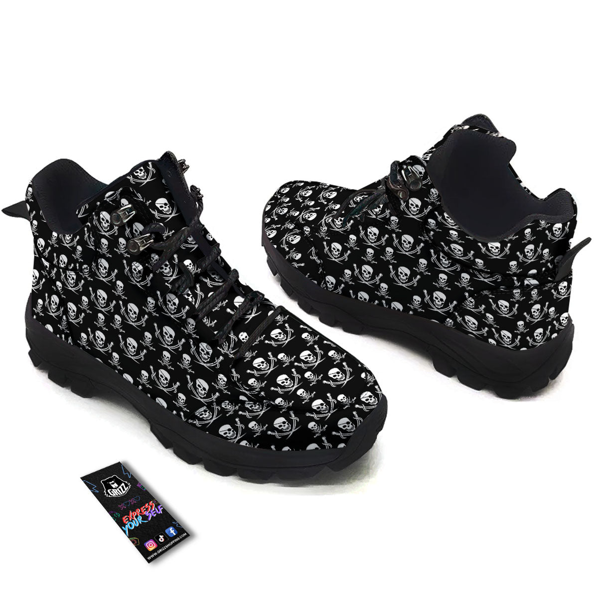 Theme Pirate Print Pattern Hiking Shoes-grizzshop