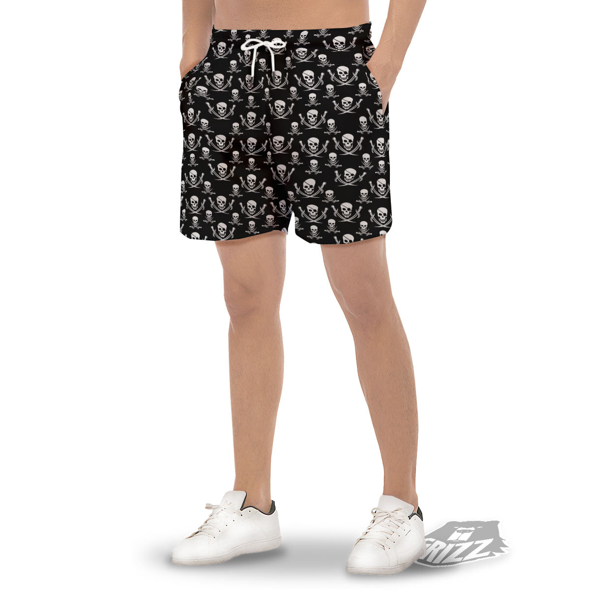 Theme Pirate Print Pattern Men's Gym Shorts-grizzshop