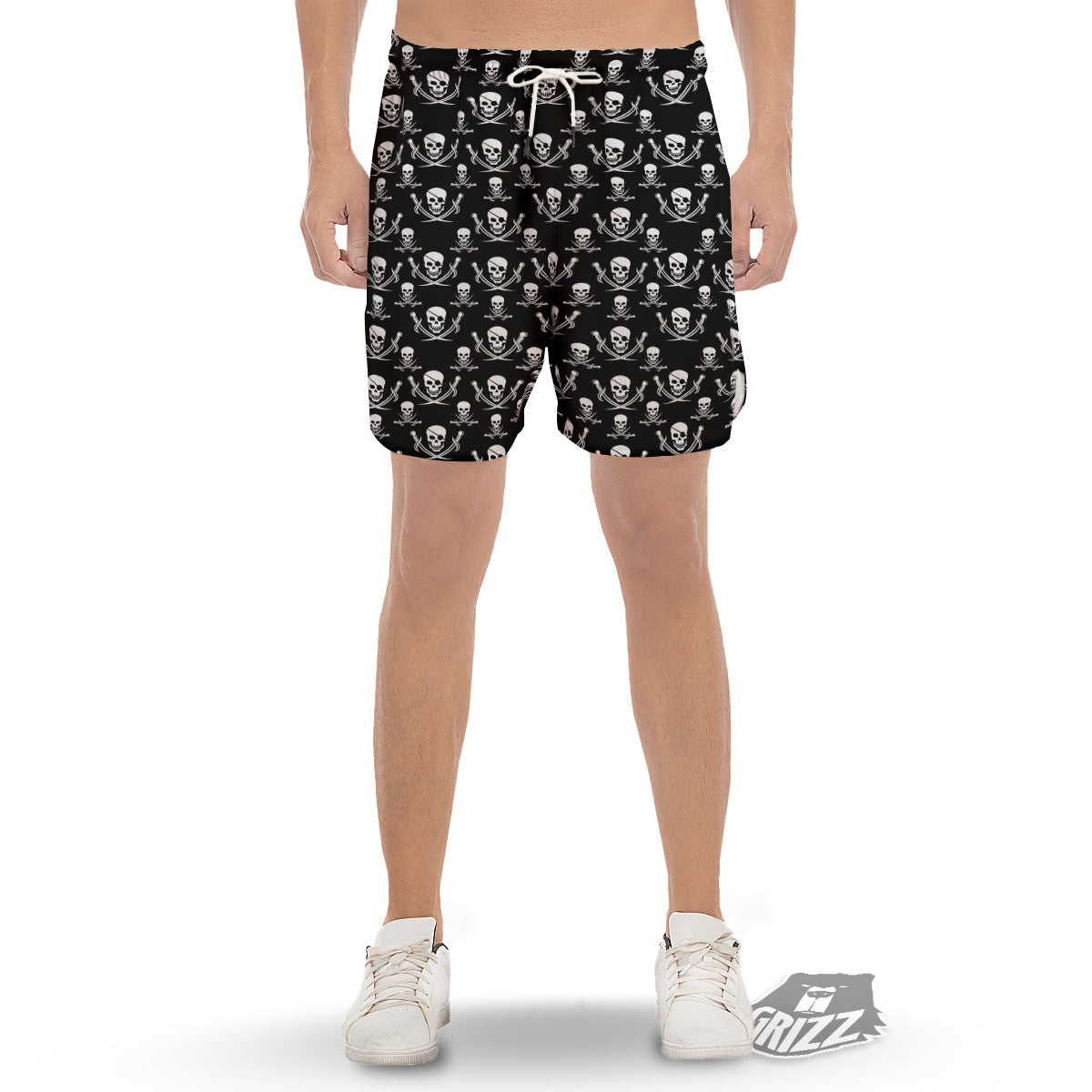 Theme Pirate Print Pattern Men's Gym Shorts-grizzshop