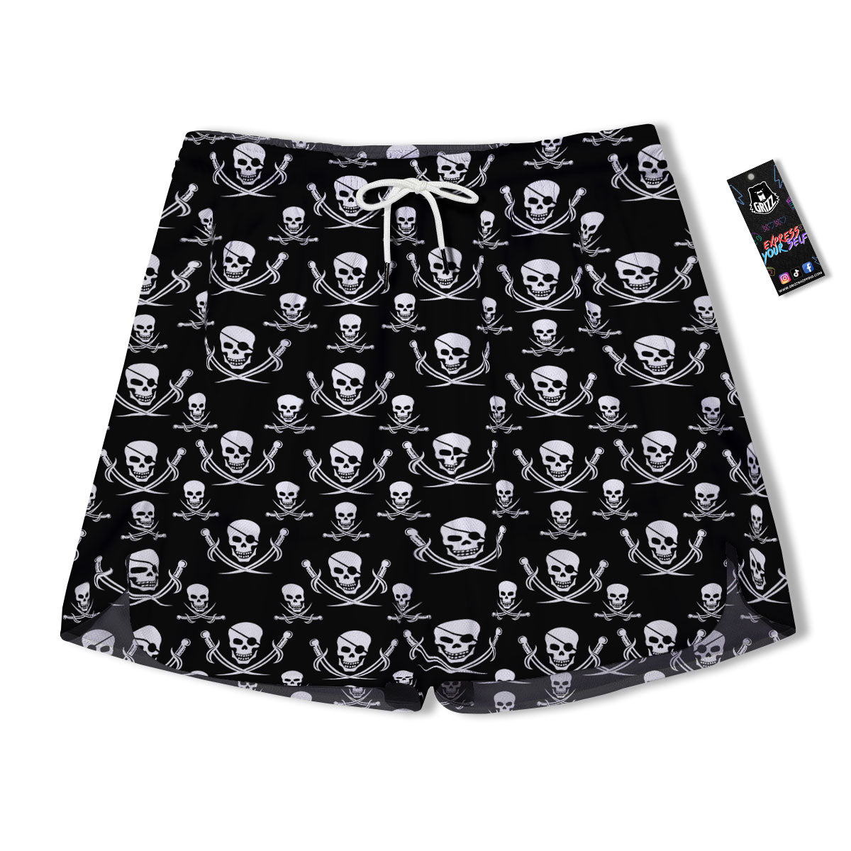 Theme Pirate Print Pattern Men's Running Shorts-grizzshop