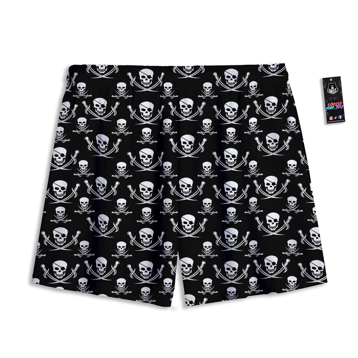 Theme Pirate Print Pattern Mesh Shorts