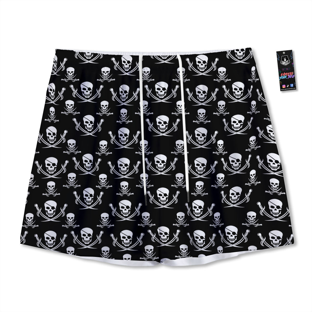 Theme Pirate Print Pattern Mesh Shorts