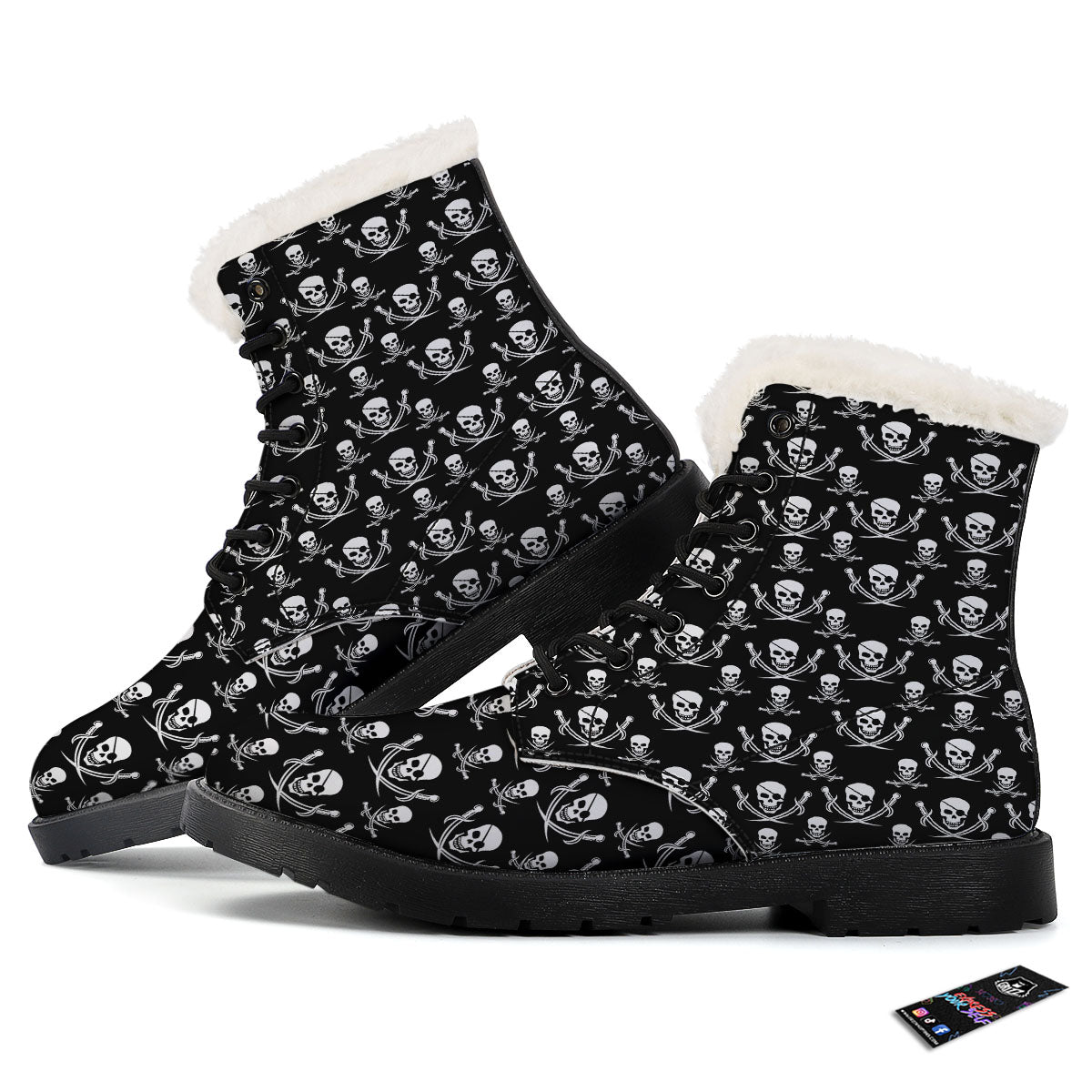Theme Pirate Print Pattern Winter Boots-grizzshop