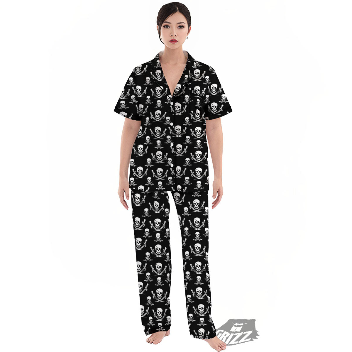 Theme Pirate Print Pattern Women's Pajamas Set-grizzshop