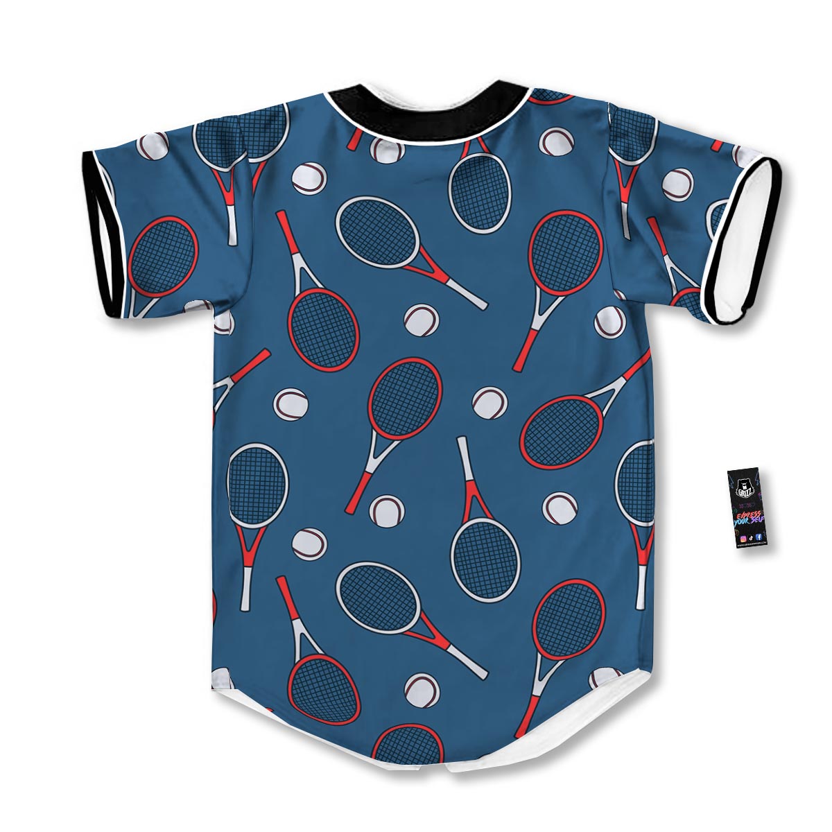 Theme Tennis Print Pattern Baseball Jersey-grizzshop
