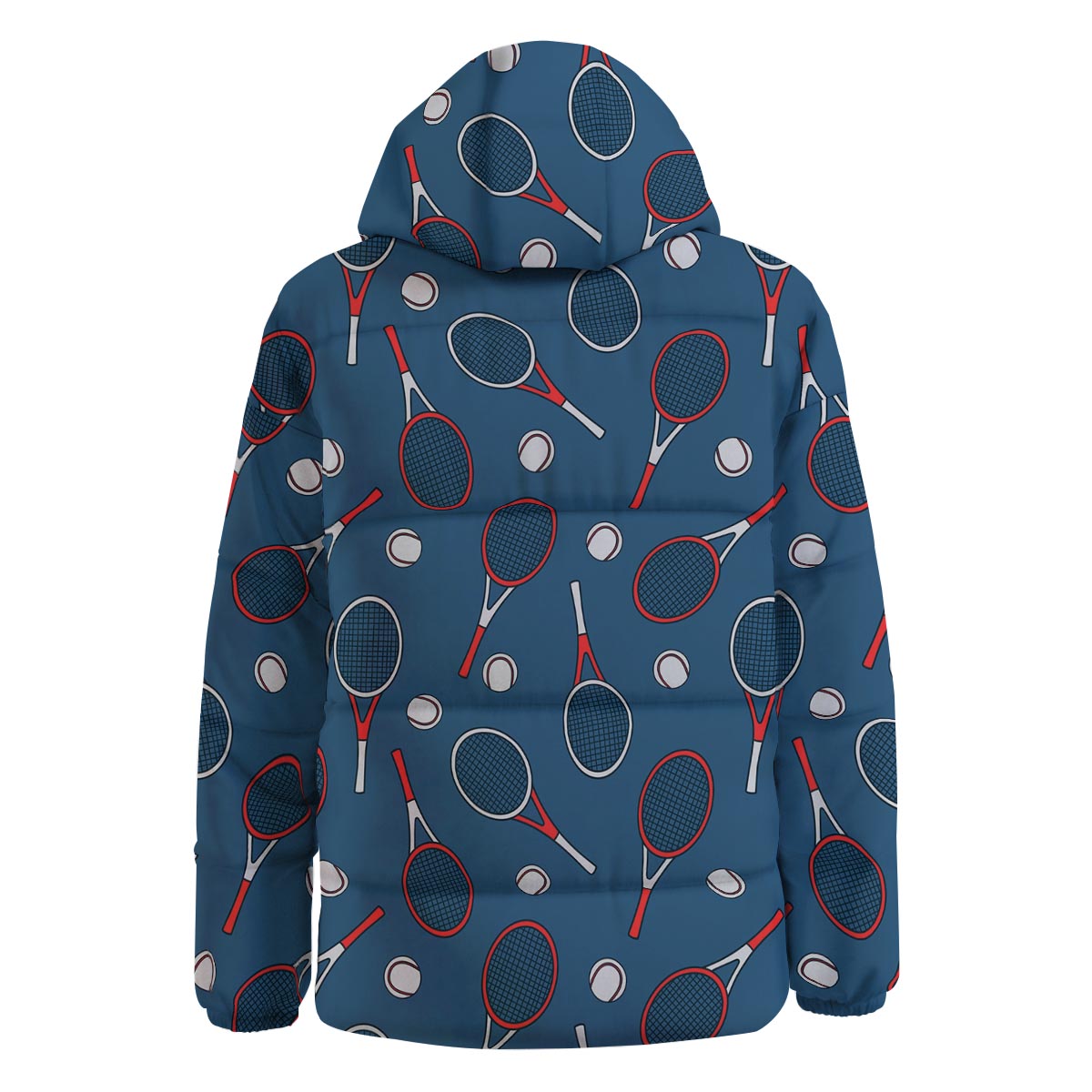 Theme Tennis Print Pattern Down Jacket-grizzshop