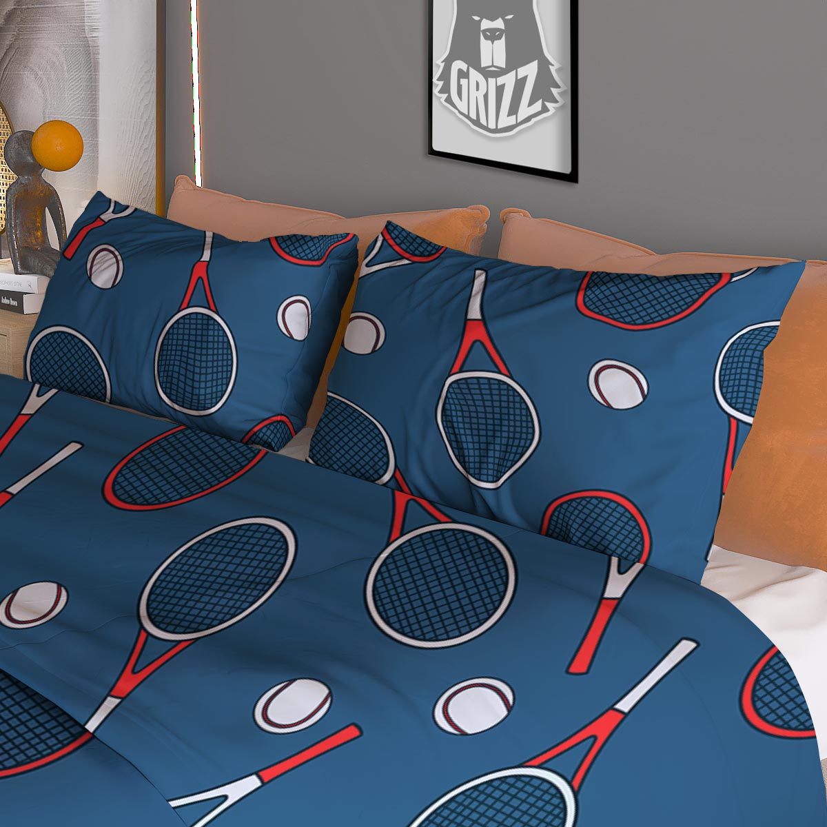 Theme Tennis Print Pattern Duvet Cover Bedding Set