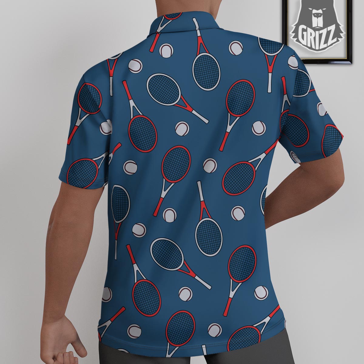 Theme Tennis Print Pattern Untucked Shirts-grizzshop