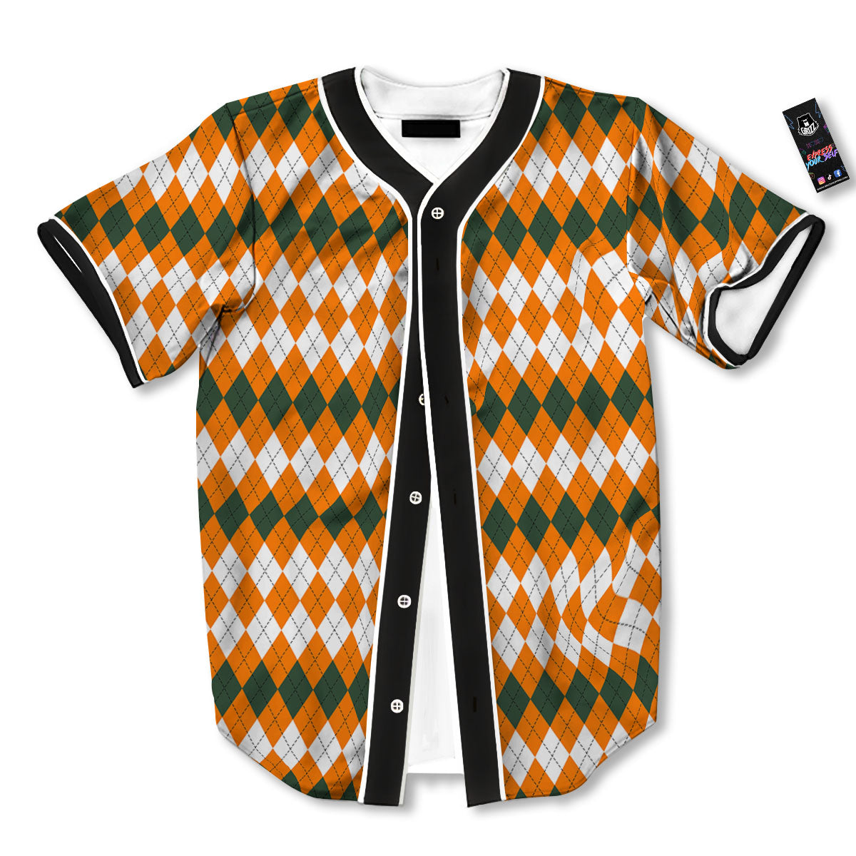 Themed Argyle Halloween Print Pattern Baseball Jersey-grizzshop