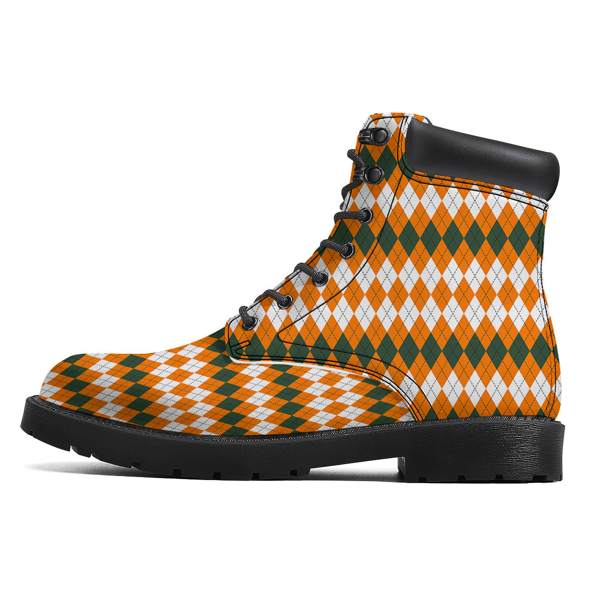Themed Argyle Halloween Print Pattern Boots-grizzshop
