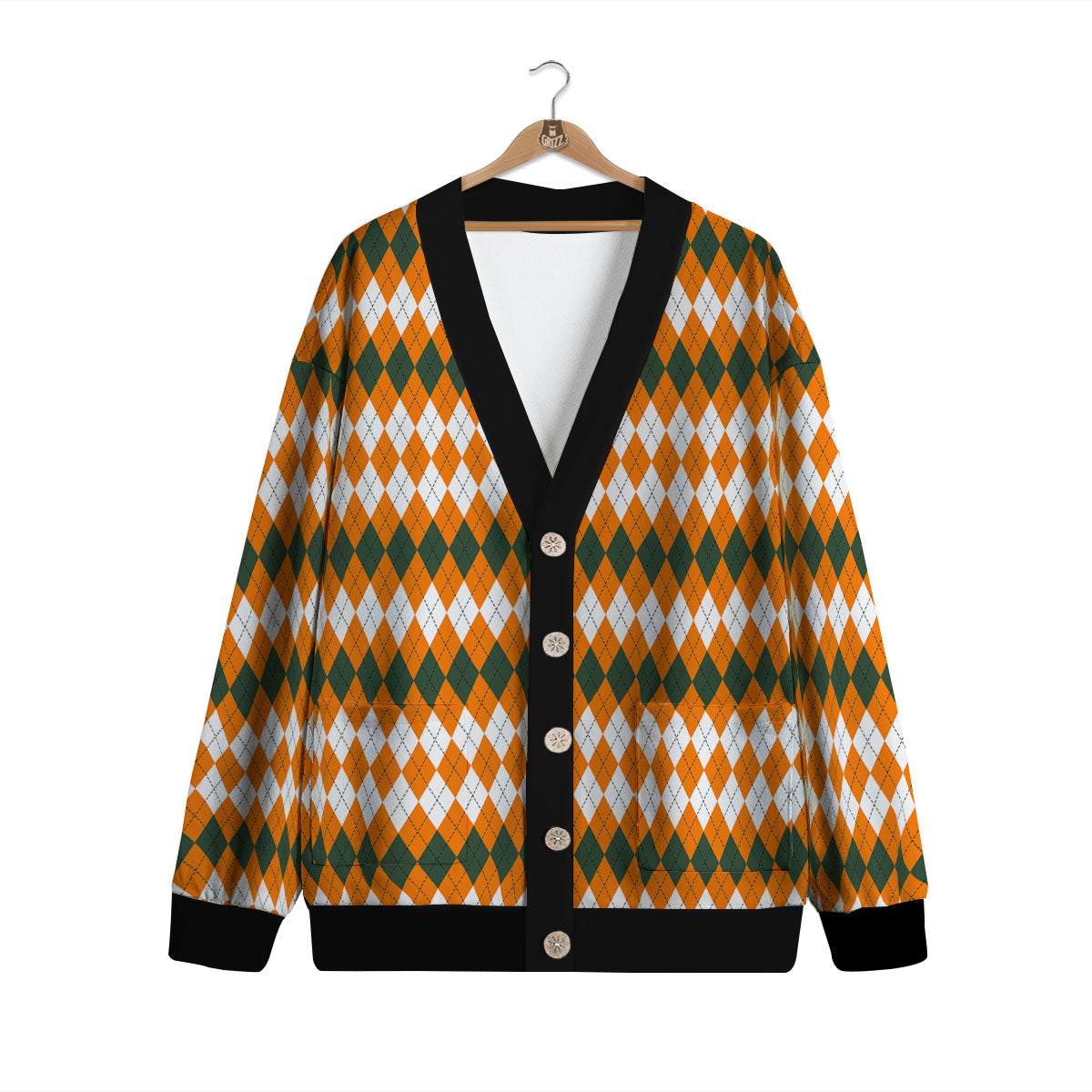Themed Argyle Halloween Print Pattern Cardigan-grizzshop
