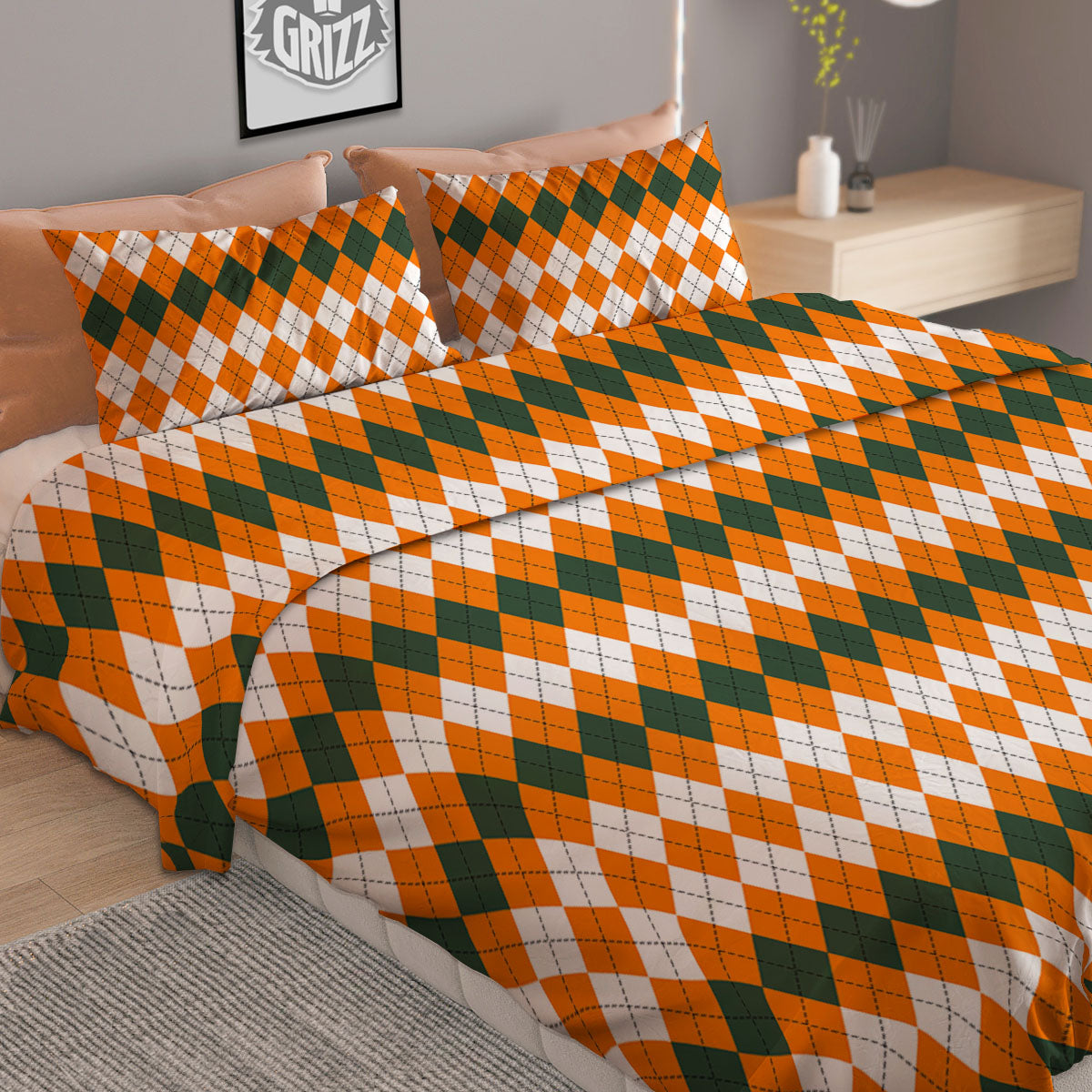 Themed Argyle Halloween Print Pattern Duvet Cover Bedding Set