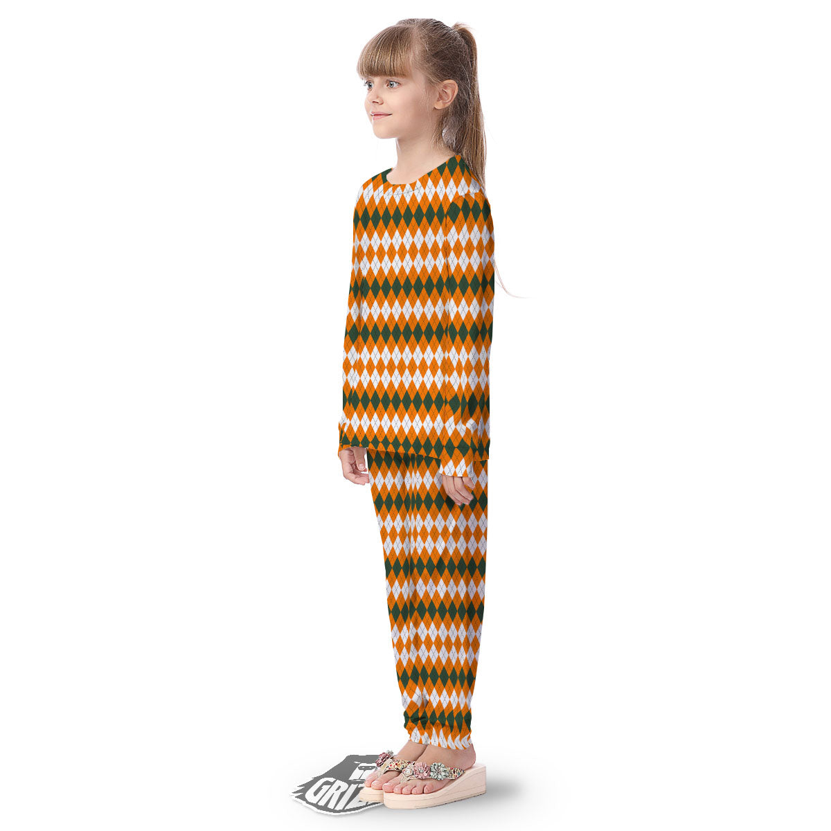 Themed Argyle Halloween Print Pattern Kid's Pajamas-grizzshop