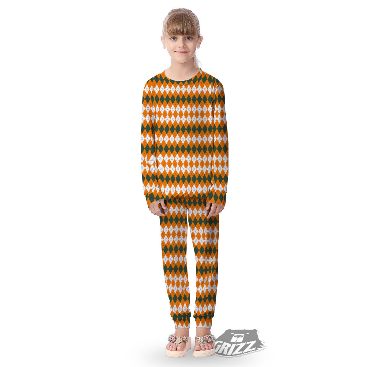 Themed Argyle Halloween Print Pattern Kid's Pajamas-grizzshop