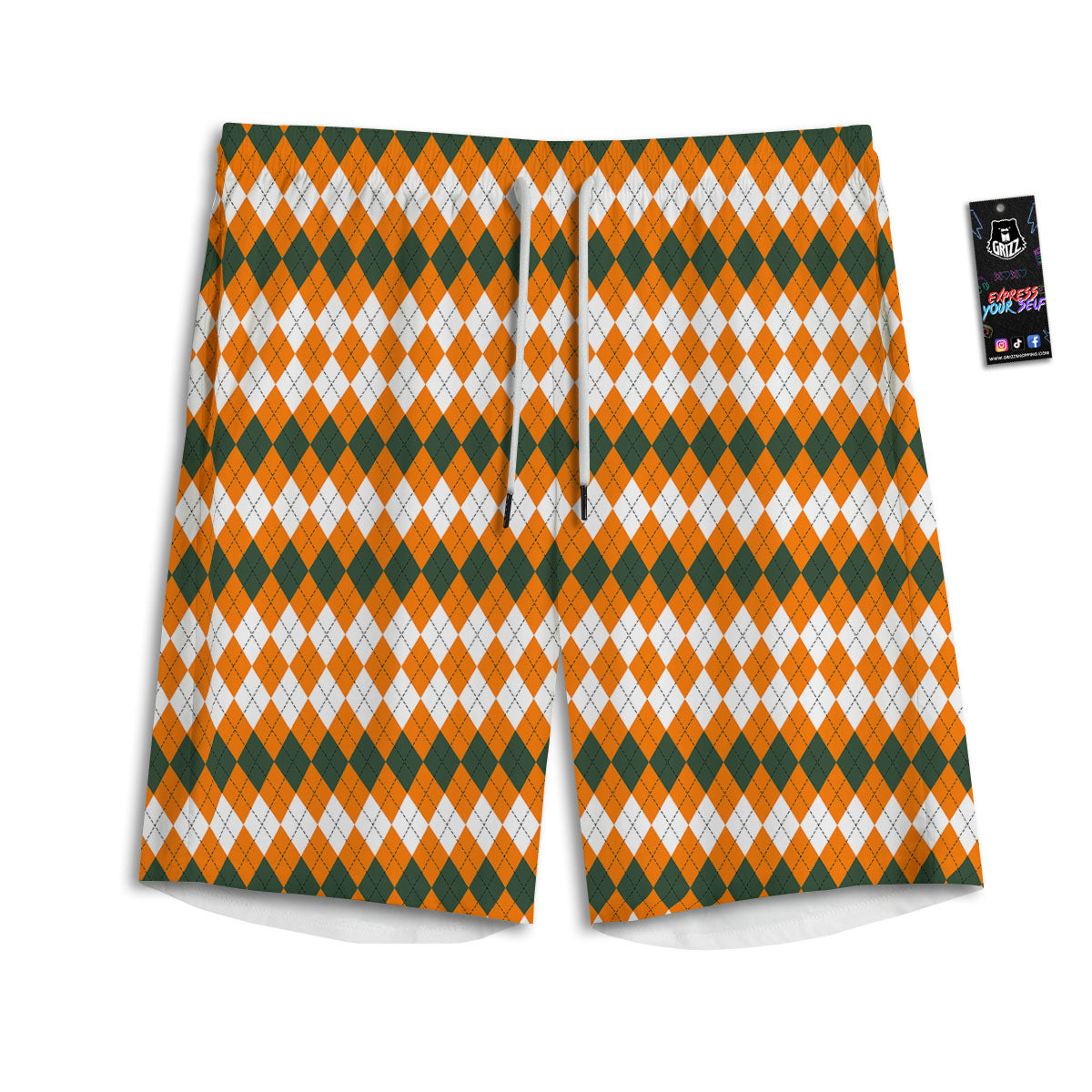 Themed Argyle Halloween Print Pattern Men's Athletic Shorts