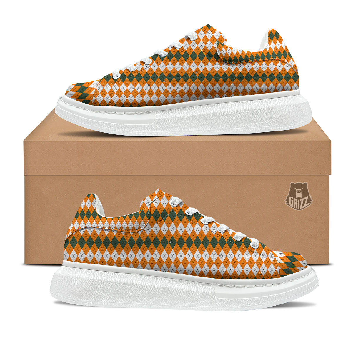 Themed Argyle Halloween Print Pattern Platform Shoes-grizzshop