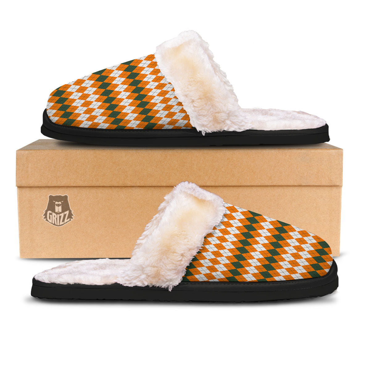 Themed Argyle Halloween Print Pattern Slippers-grizzshop