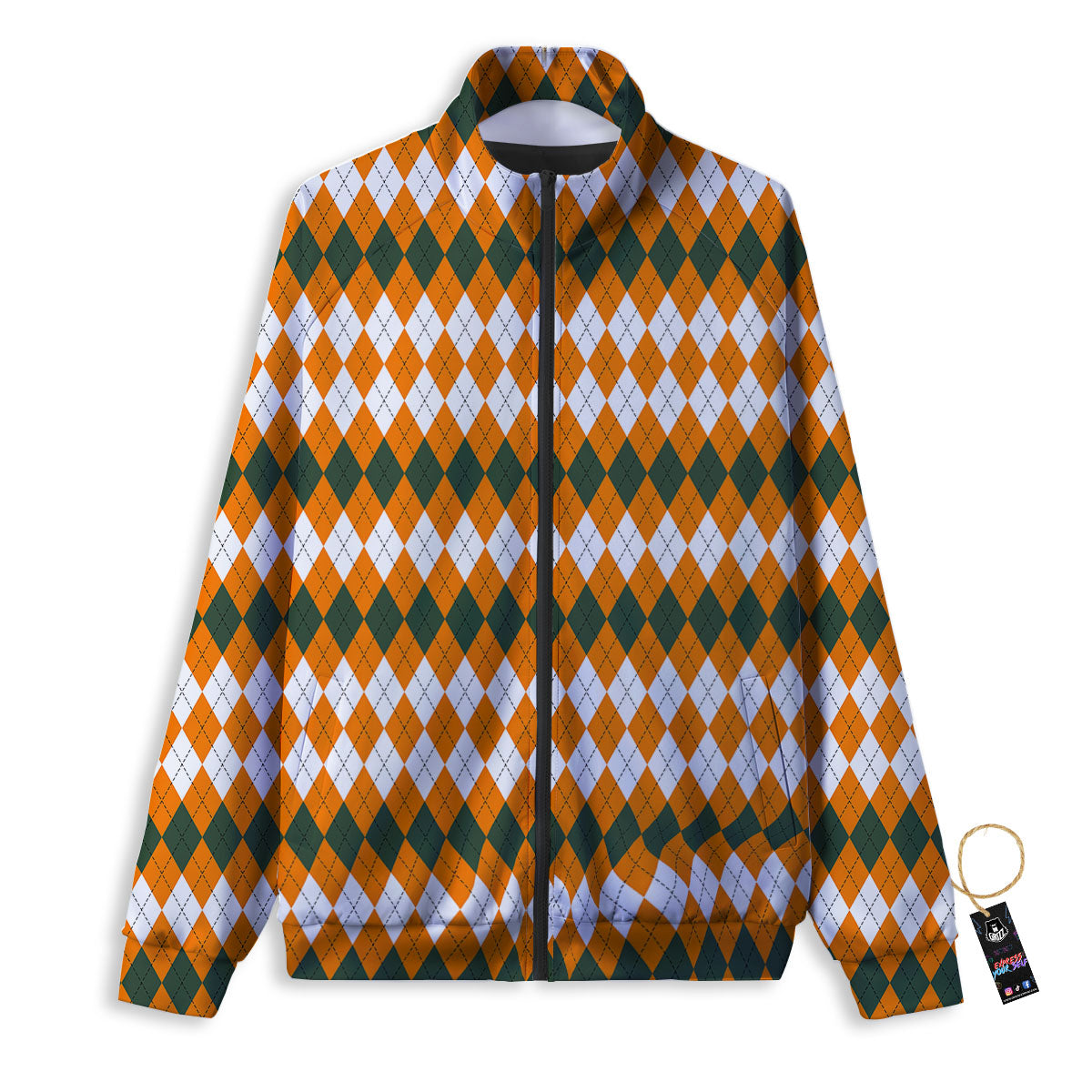Themed Argyle Halloween Print Pattern Track Jacket-grizzshop