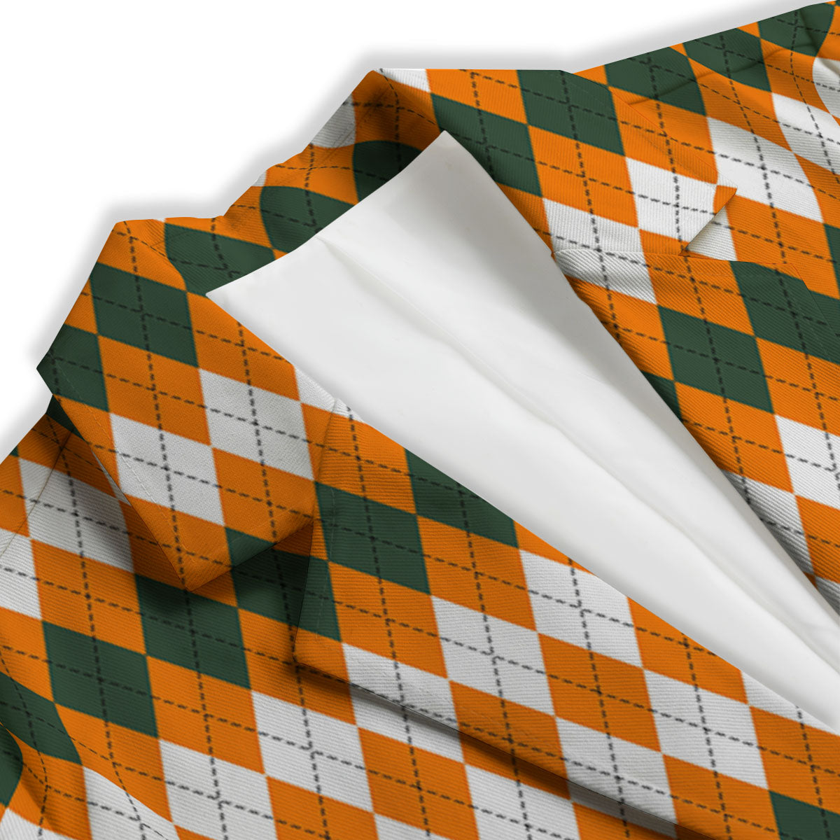 Themed Argyle Halloween Print Pattern Women's Blazer-grizzshop