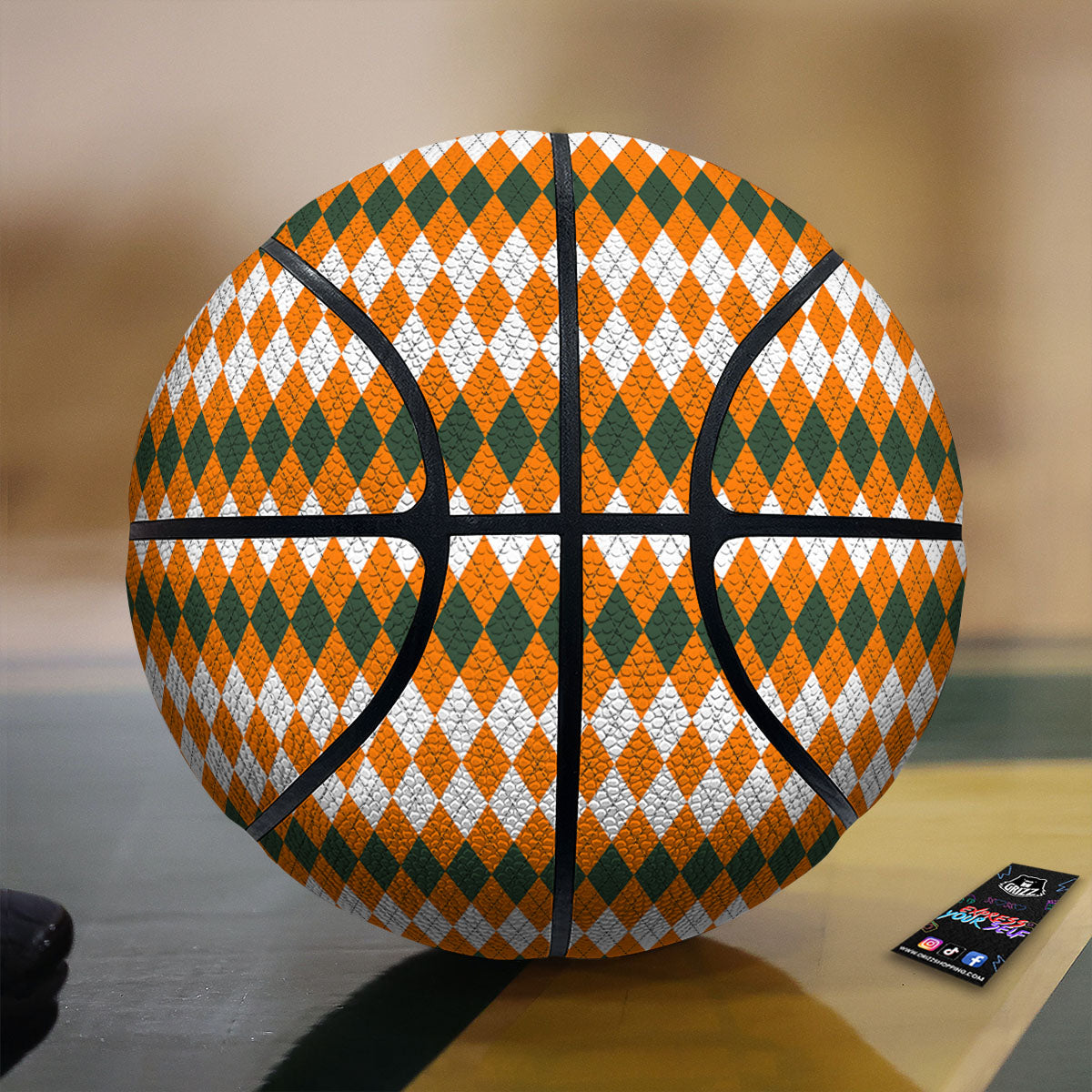 Themed Argyle Halloween Print Pattern Basketball