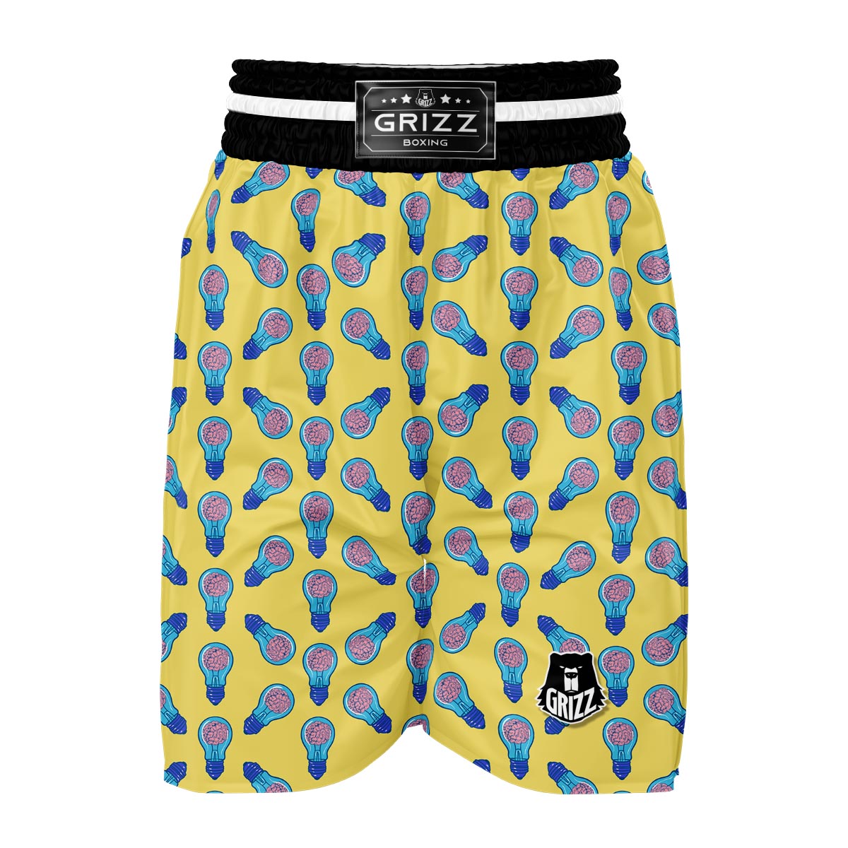 Thinking Brain Pattern Print Boxing Shorts-grizzshop