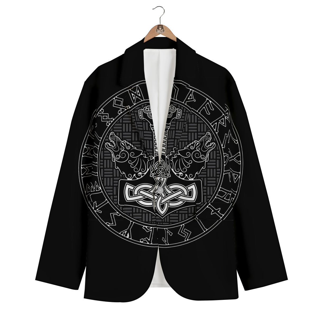 Thor Hammer Mjollnir Viking Men's Blazer-grizzshop