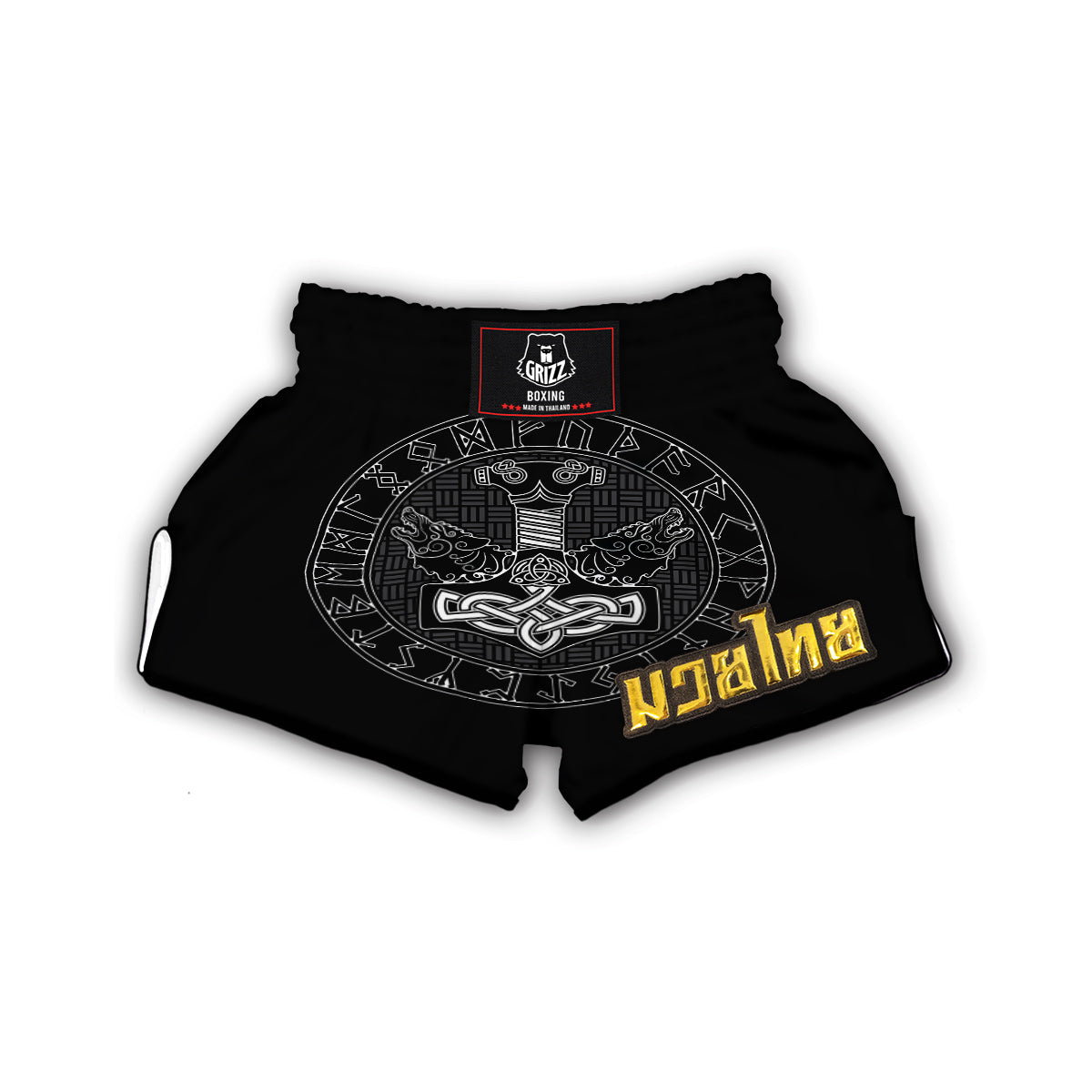 Thor Hammer Mjollnir Viking Muay Thai Boxing Shorts-grizzshop