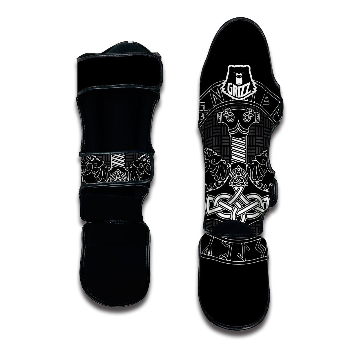 Thor Hammer Mjollnir Viking Muay Thai Shin Guards-grizzshop