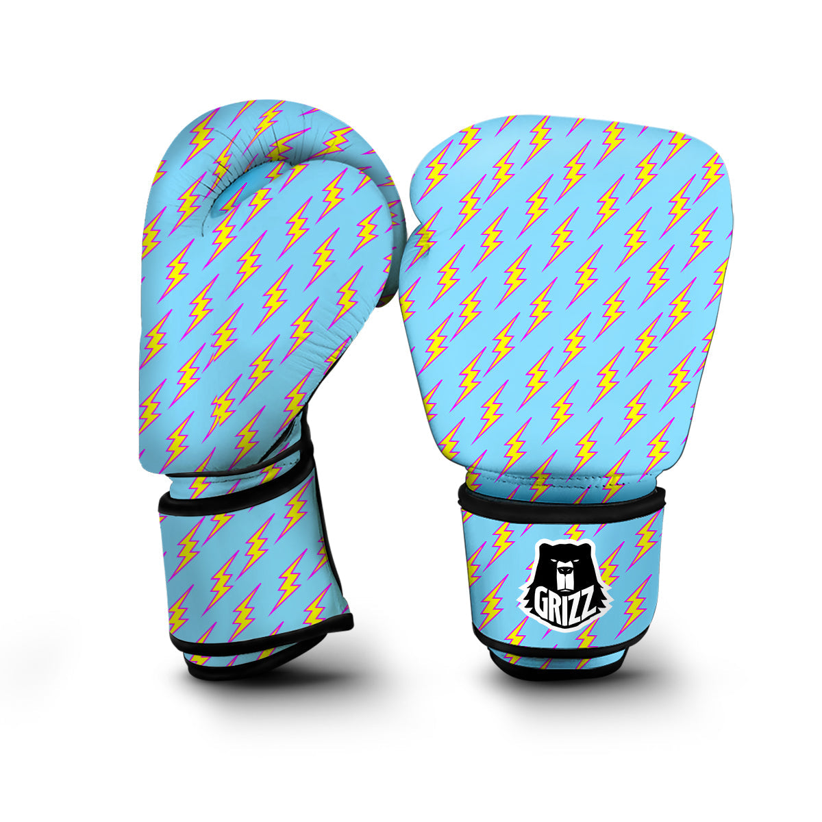 Thunder Pink Yellow Print Pattern Boxing Gloves-grizzshop