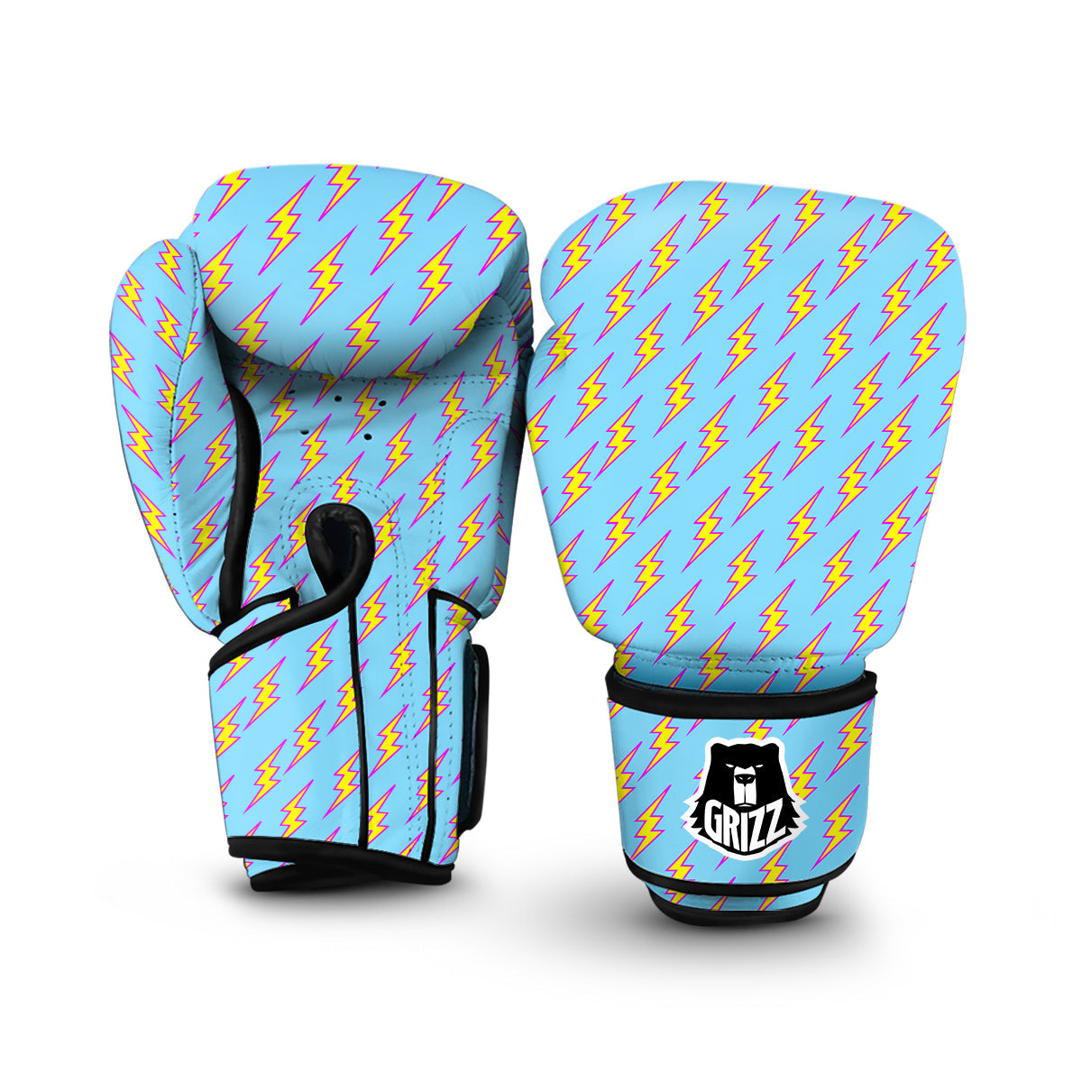 Thunder Pink Yellow Print Pattern Boxing Gloves-grizzshop