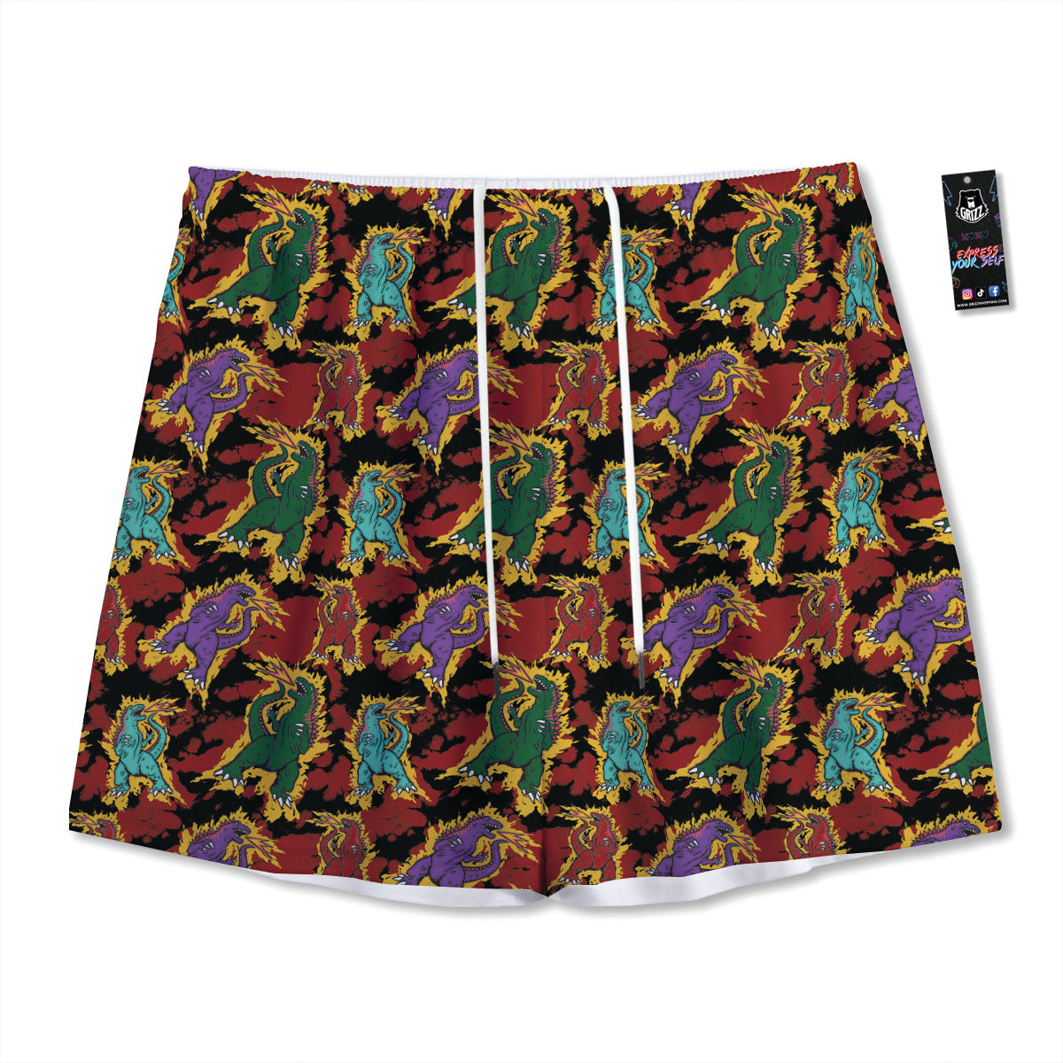 Tartan Black And Green Print Pattern Mesh Shorts