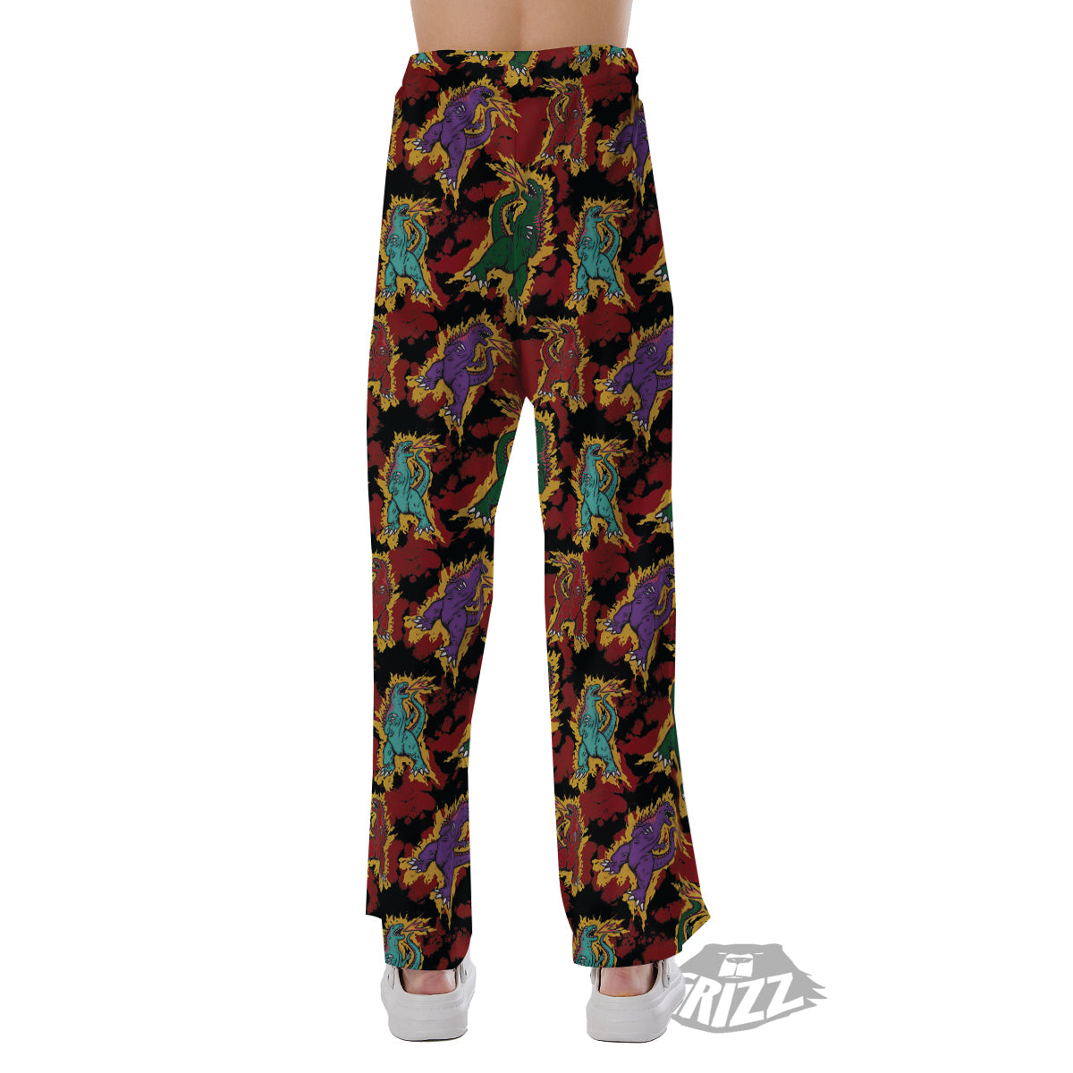 Tie Dye And Godzilla Print Pattern Pajama Pants-grizzshop