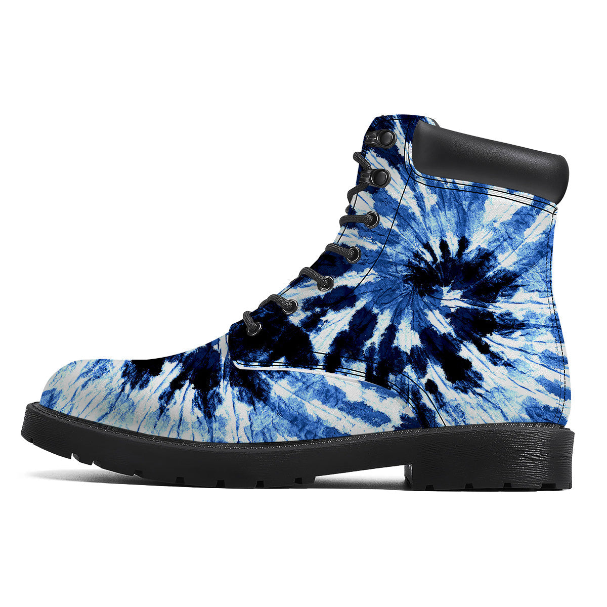 Tie Dye Black And Blue Print Boots-grizzshop