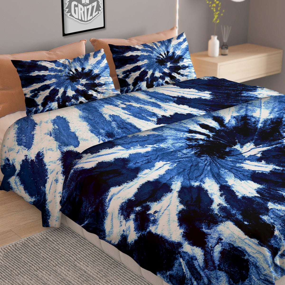 Tartan Dark Blue Print Pattern Duvet Cover Bedding Set