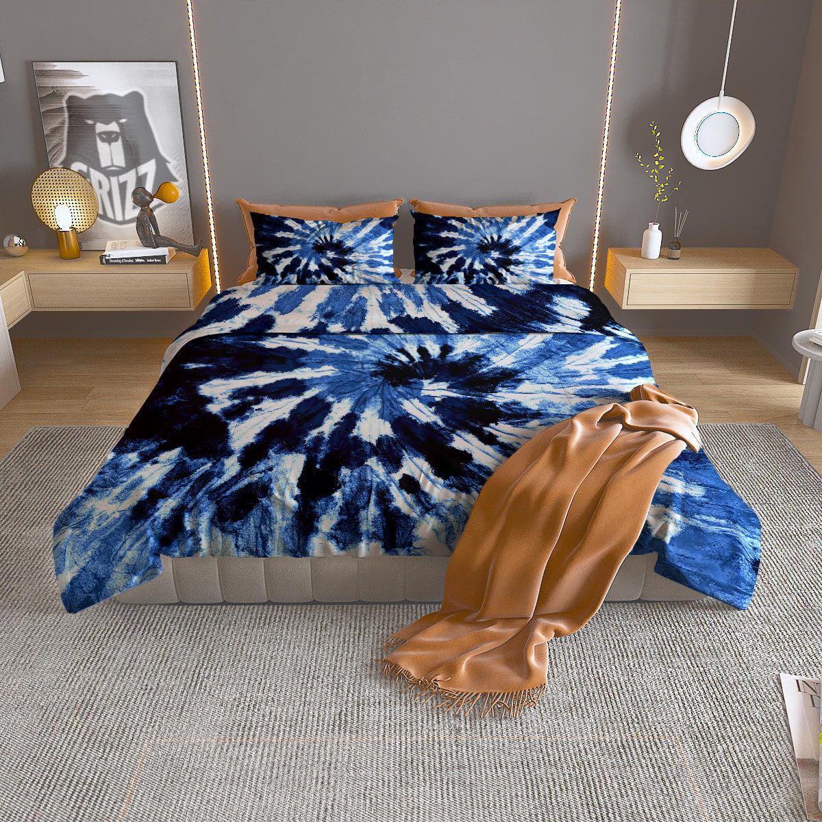 Tartan Dark Blue Print Pattern Duvet Cover Bedding Set